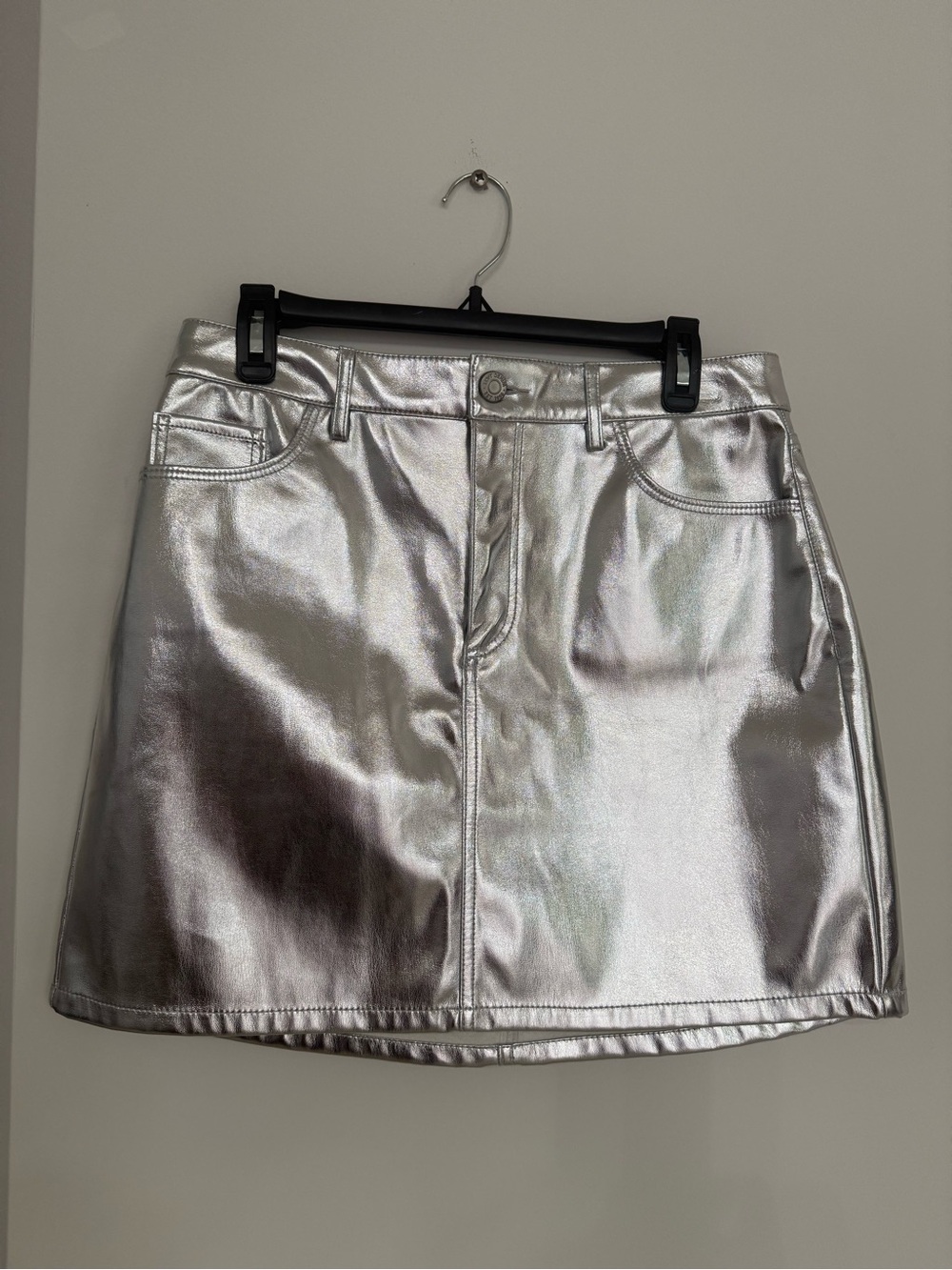 LOFT Metallic Silver Mini Skirt